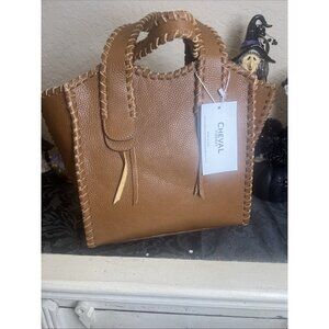 Cheval Firenze Made In Italy Genuine Leather Camel Brown Crossbody Handbag